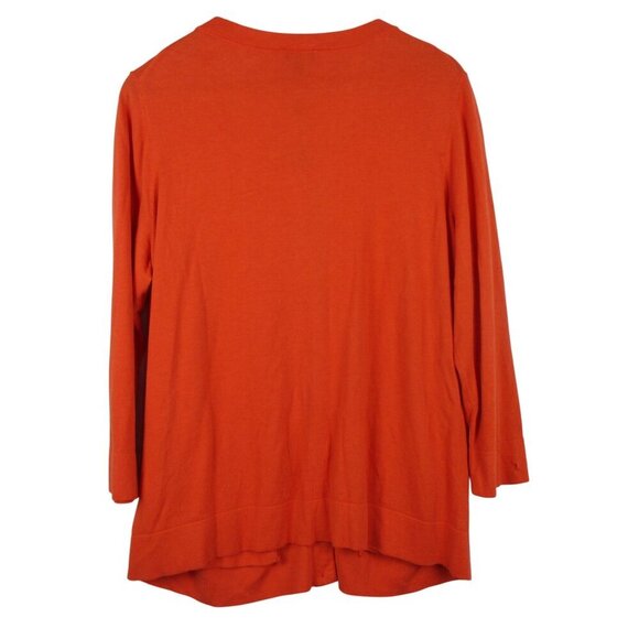 Talbots Womens Cardigan Sweater Orange Button Up Pockets 1X Cotton Blend NWT $99 - Picture 2 of 7